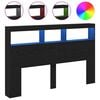 vidaXL Headboard Cabinet with LED Black Oak 160x17x102 cm