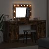 vidaXL Dressing Table with Mirror Lights 3 pcs Brown Engineered Wood