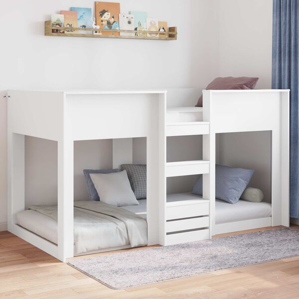 vidaXL Floor Bed Frame White 90 x 200 cm Engineered Wood