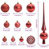 vidaXL Christmas Bauble Set with 150 LEDs 61 pcs Red Plastic