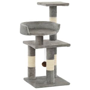 vidaXL Cat Tree | Grey | Particle board, soft plush, sisal rope | Medium