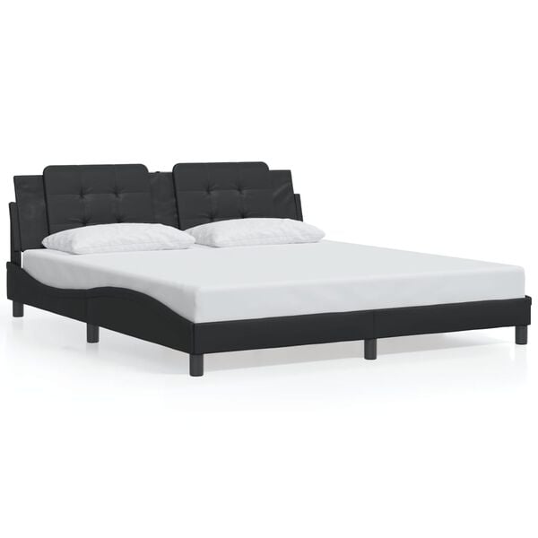 vidaXL Bed Frame without Mattress "Zadar" Black 180x200 cm Super King Faux Leather