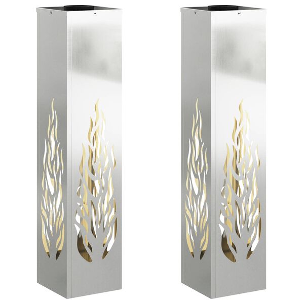 vidaXL Solar LED Pathway Light 2 pcs Silver Galvanized Steel