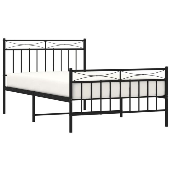 vidaXL Metal Bed Frame without Mattress with Footboard Black 107x203cm