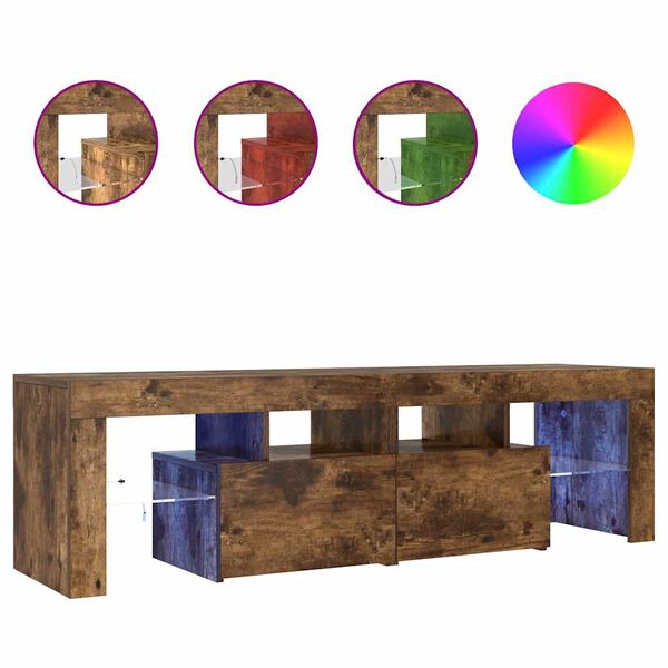 vidaXL TV Cabinet with LED Lights Smoked Oak 140x36.5x40 cm