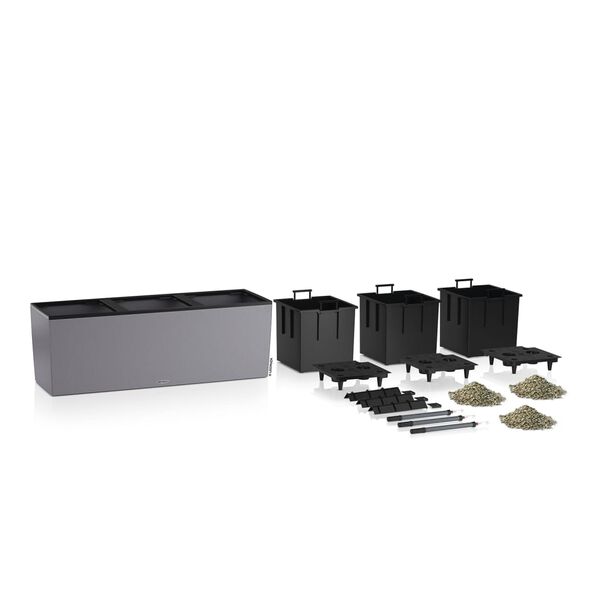 LECHUZA Planter TRIO Stone 30 ALL-IN-ONE Stone Grey