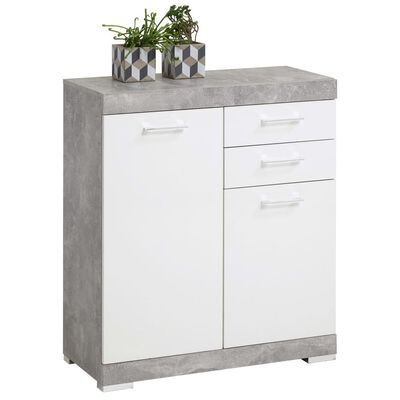 FMD Dresser with 2 Doors & 2 Drawers 80x34.9x89.9 cm Concrete and White