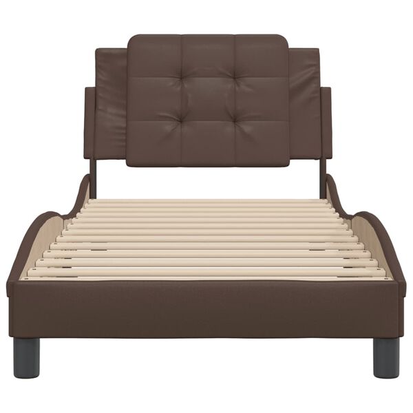 vidaXL Bed Frame without Mattress "Zadar" Brown 90x190 cm Single Faux Leather