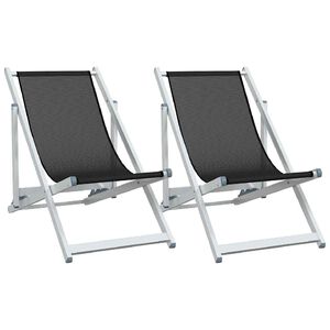 vidaXL Folding Chairs 2 pcs Black Aluminium and Textilene