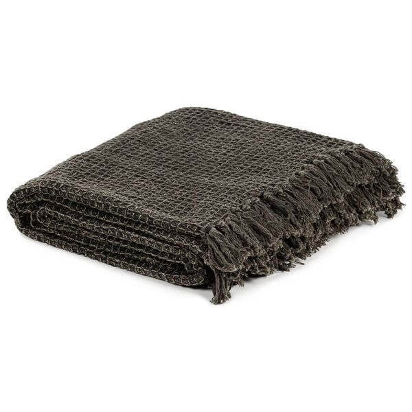 vidaXL Throw Cotton 125x150 cm Anthracite/Brown