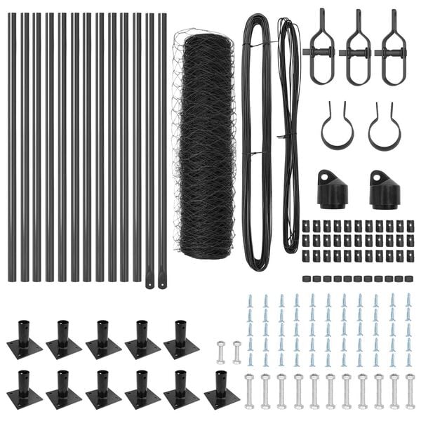 vidaXL Fence Post Grey 25 x 0.4 m (36 mm mesh) Steel and PVC