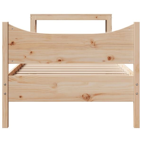 vidaXL Bed Frame with Headboard 75x190 cm Small Single Solid Wood Pine