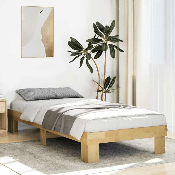 vidaXL Bed Frame without Mattress 75x190 cm Small Single Solid Wood Oak
