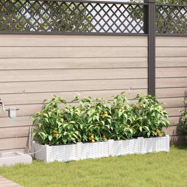 vidaXL Garden Planter 4 pcs White Steel