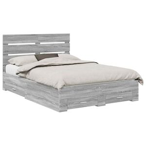 vidaXL Bed Frame with Drawer Grey Sonoma 160 x 200 cm Engineered Wood
