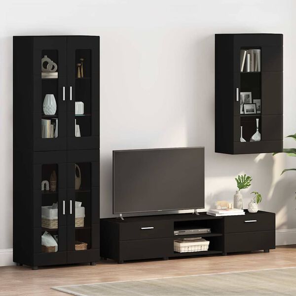 vidaXL Wall-mounted Cabinet Black 55 x 29 x 100 cm Engineered Wood
