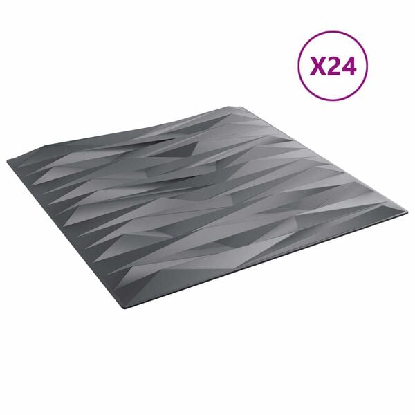 vidaXL Wall Panels 24 pcs Stone Grey 50 x 50 cm XPS Foam