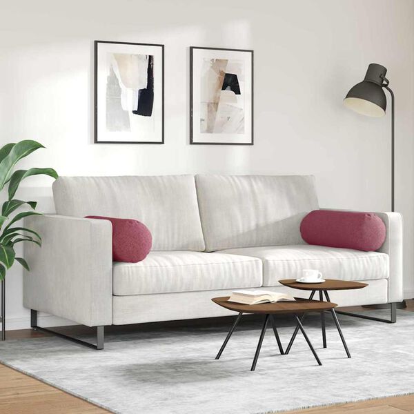 vidaXL Bolster Pillows 2 pcs Wine Red Ø 25 x 70 cm Fabric