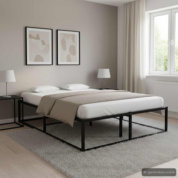 vidaXL Bed Frame without Mattress Black Metal 120x200 cm