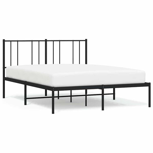 vidaXL Metal Bed Frame without Mattress with Headboard Black 140x200cm