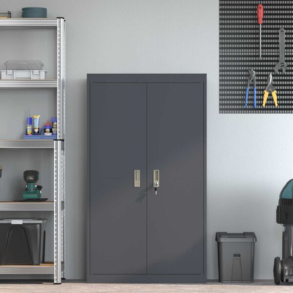 vidaXL Storage Cabinet 2 pcs Anthracite 80 x 40 x140 cm Steel