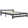 vidaXL Bed Frame without Mattress Dark Grey Solid Pinewood 140x200 cm (322022+321990)