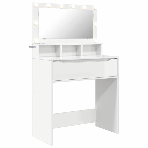 vidaXL Bedroom Dressing Tables High Gloss White 80 x 39.6 x 135 cm