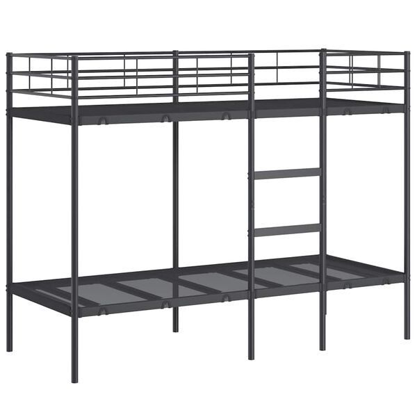 vidaXL Bunk Bed without Mattress Black 75x190 cm Small Single Steel
