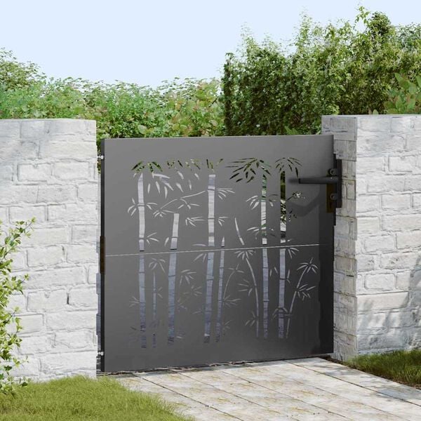 vidaXL Garden Gate with Lock Black 85 x 100 cm Powder-coated steel