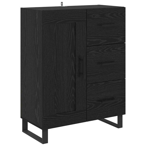 vidaXL Sideboard Black Oak 69.5 x 34 x 90 cm Engineered Wood and Iron