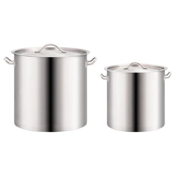vidaXL 2 Piece Stock Pot Set 50/25 L Stainless Steel