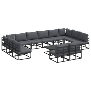 vidaXL Garden Sofa Set 13 pcs Black Aluminium