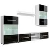 vidaXL 4 pcs Black High Gloss Wall Display Cabinet TV Unit with LED Lighting