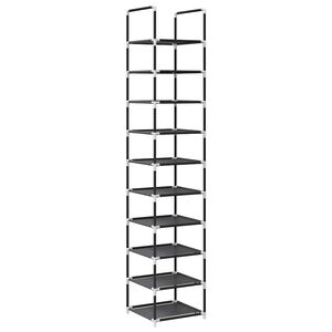 vidaXL Shoe Rack 10-Tier Black 33x33x174 cm Non-woven Fabric