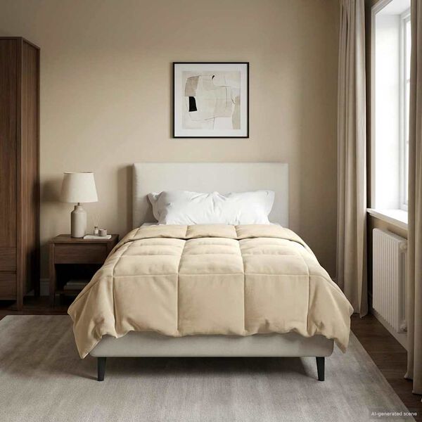 vidaXL Winter Duvet Quilted Cream 155 x 200 cm Microfiber