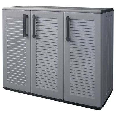 vidaXL Garden Storage Cabinet Grey and Black 102x37x84 cm PP