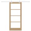 vidaXL Sliding Door Natural 86 x 198.5 cm Solid Pine Wood and Glass