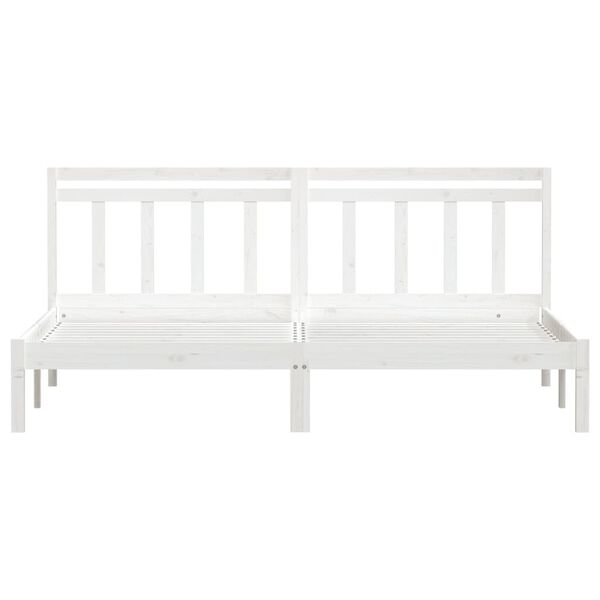 vidaXL Bed Frame without Mattress White Solid Wood 200x200 cm (810038+814115)