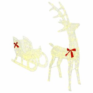 vidaXL Reindeer Pull Sleigh Warm white 70 x 26 x 130 cm Acrylic
