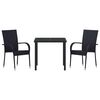 vidaXL Garden Dining Set 3 pcs Black Powder-Coated Steel