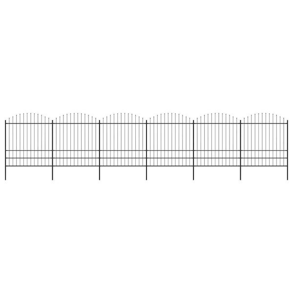 vidaXL Garden Fence with Spear Top Steel 1070x200 cm Black
