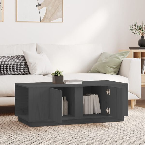 vidaXL Coffee Table Grey 110x50x40 cm Solid Wood Pine