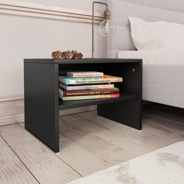 vidaXL Bedside Cabinets 2 pcs Black 40x30x30 cm Engineered Wood