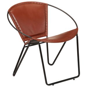 vidaXL Chair | Brown | Genuine goat leather, Powder-coated steel | Medium