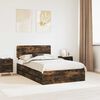 vidaXL Bed Frame with Drawer Smoked Oak 135 x 190 cm Engineered Wood