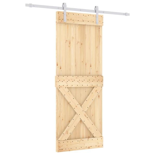vidaXL Sliding Door with Hardware Set 80x210 cm Solid Wood Pine