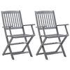 vidaXL Folding Outdoor Chairs 2 pcs Solid Acacia Wood