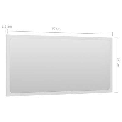 vidaXL Bathroom Mirror High Gloss White 80x1.5x37 cm Engineered Wood