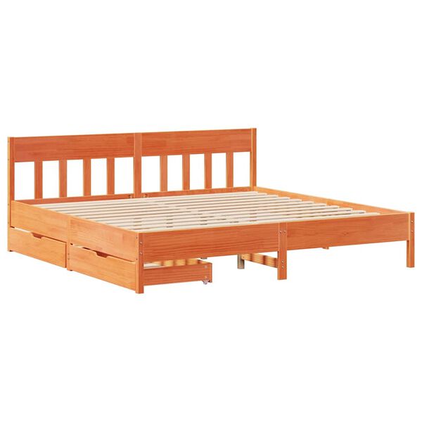 vidaXL Bed Frame without Mattress Wax Brown 180x200 cm Super King Solid Wood Pine