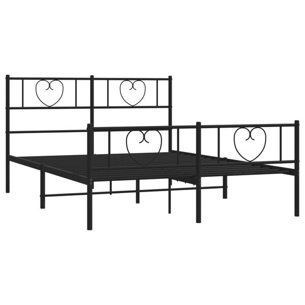 vidaXL Metal Bed Frame without Mattress with Footboard Black 120x200cm